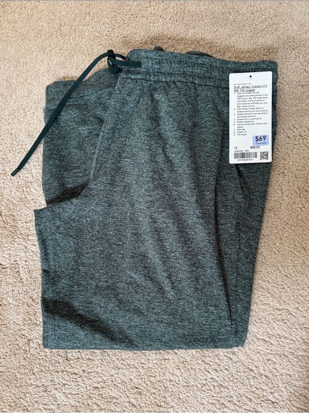 lululemon athletica Heathered Green Track Joggers